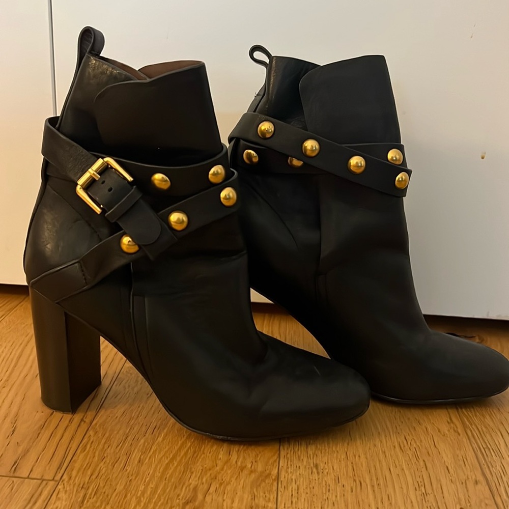 See By Chloe Black Gold Studded Boots EU Size 39.5